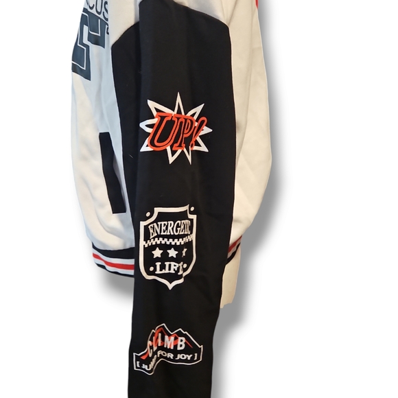 Women's Varsity Jacket Print Cropped Color Block Jacket 2024 Unisex - Picture 3 of 7